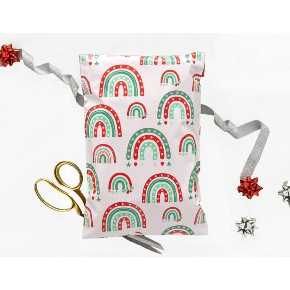 15 Christmas Rainbow Mailers, 7.5 X 10, Red Green Mailers, BUY NOW PRICE